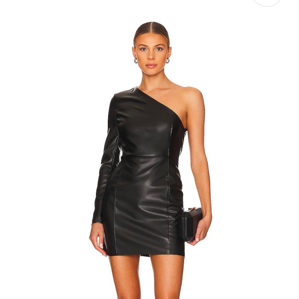 Steve Madden Faye Faux Leather Mini Dress in Black